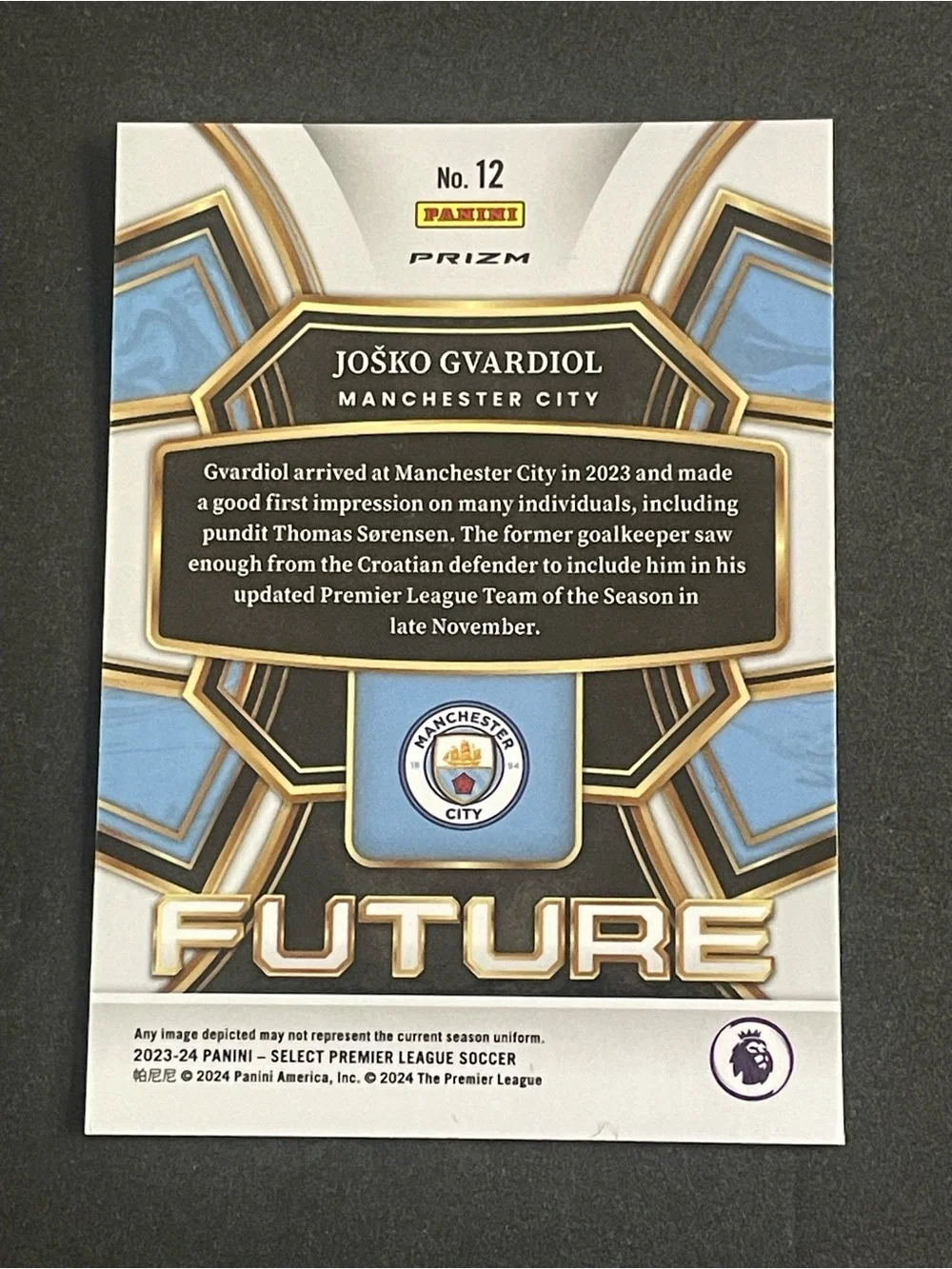 2023/24 Panini Select Future Man City Joško Gvardiol Blue Pulsar Card